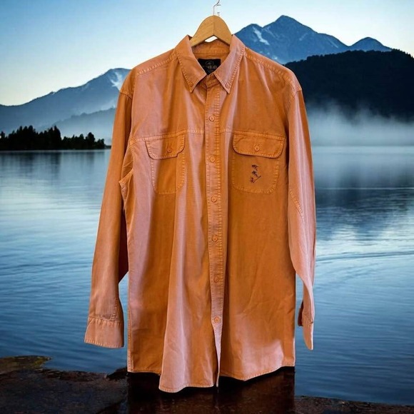 Men Redhead Fly Fishing Cotton Button Down Long Sleeve Shirt-Size LT Large‎ Tall - Picture 1 of 8